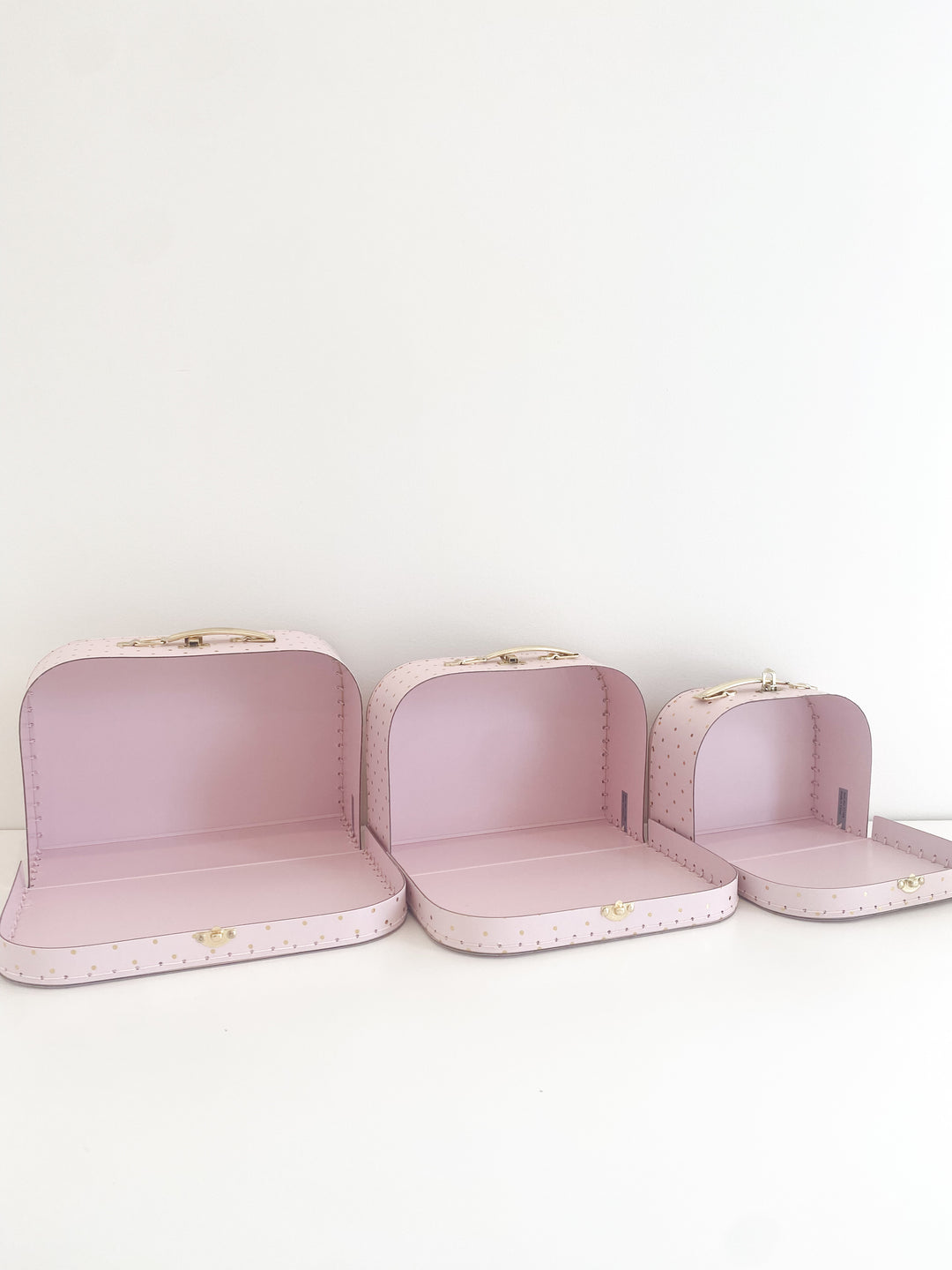 Large Suitcase Traveling Dollhouse Room | Pink Polka Dots