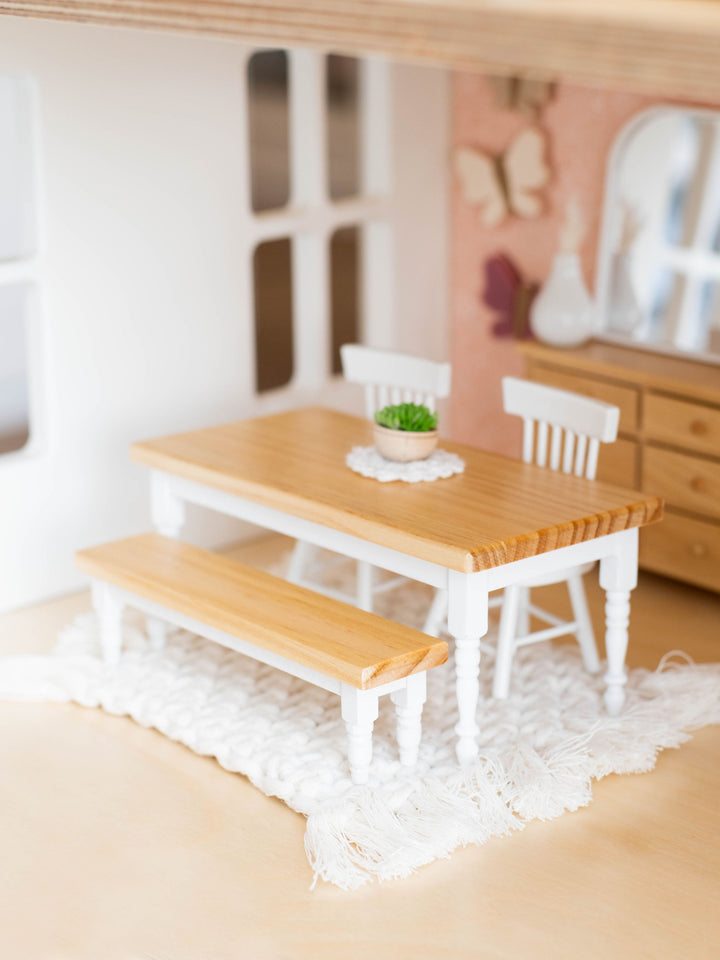 Farm Style Dining Table | Natural Wood & White