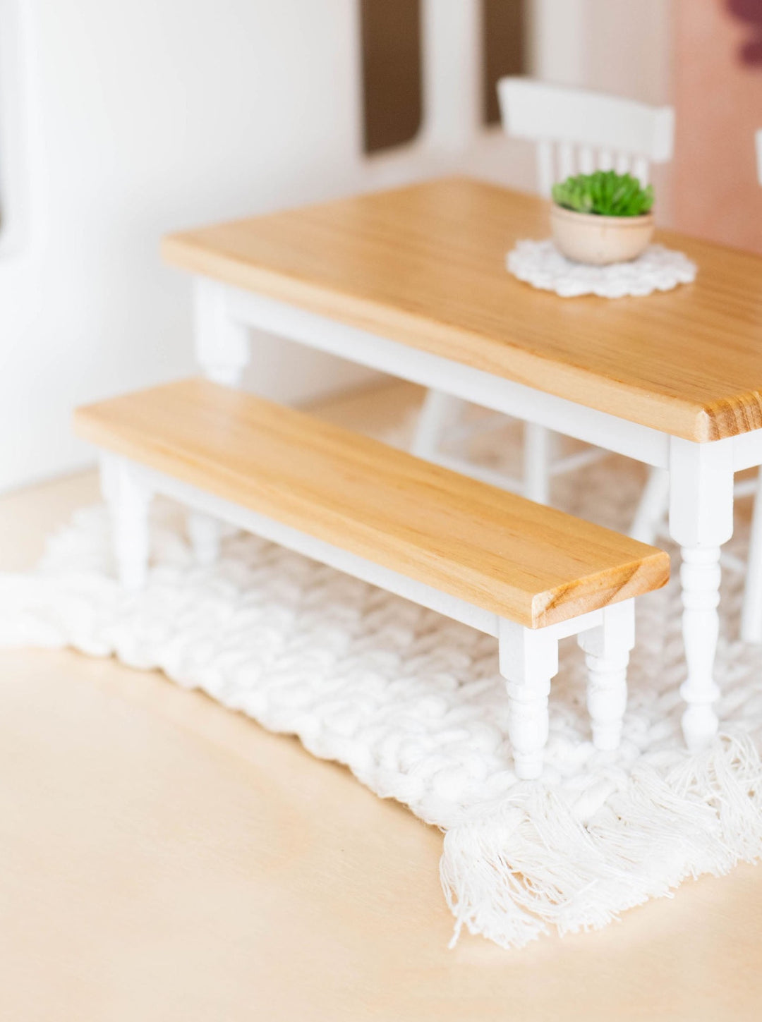 Classic Bench Seat | Natural Wood & White