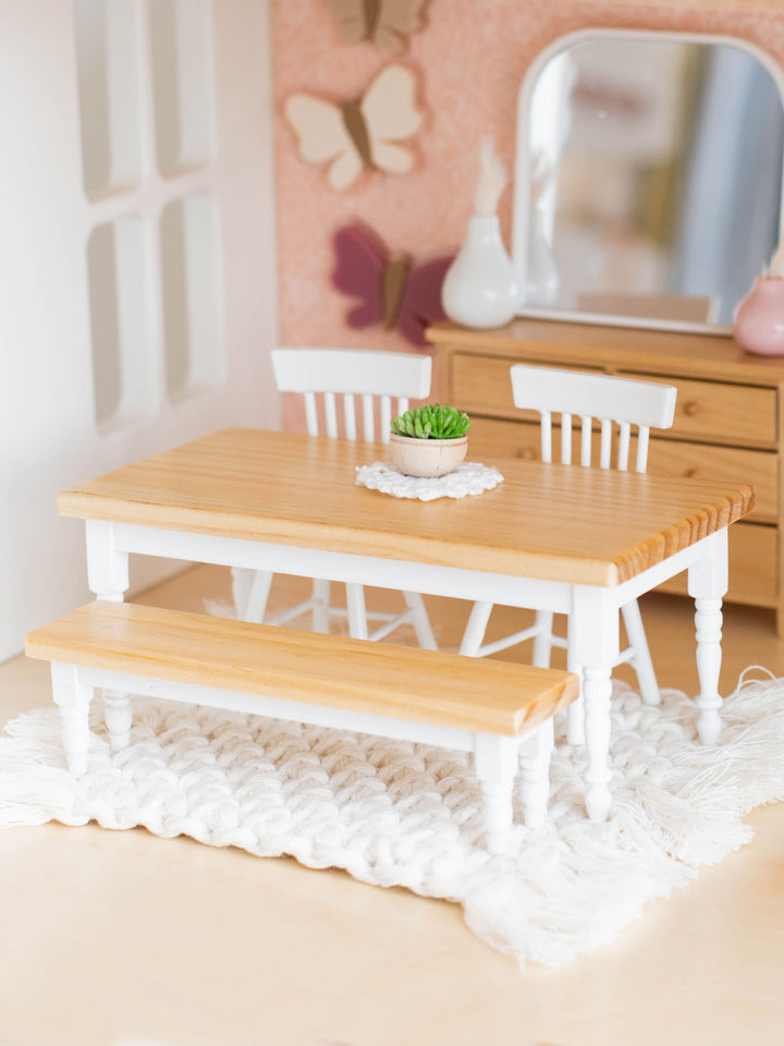 Farm Style Dining Table | Natural Wood & White